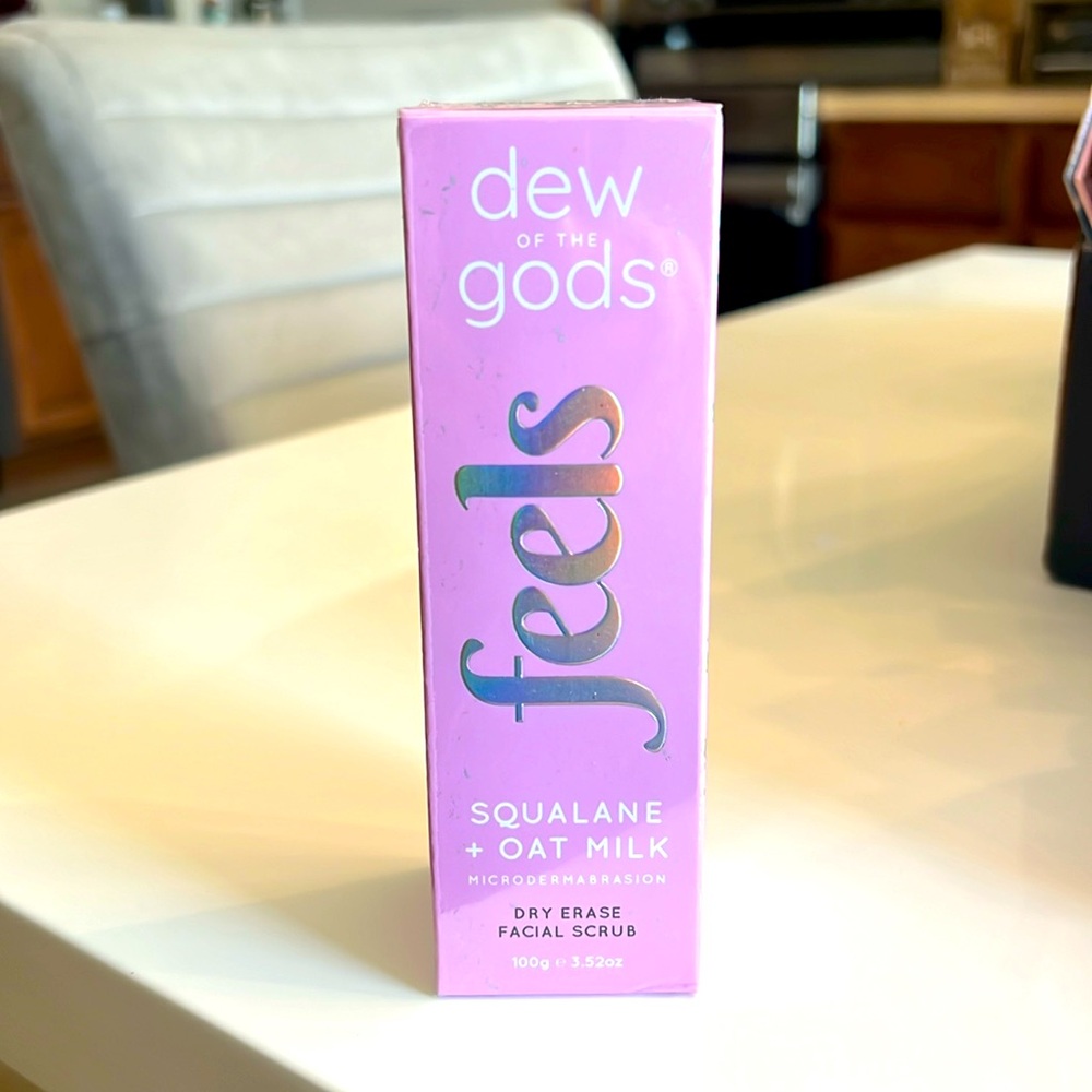 Dew of the Gods Feels Dry Erase Facial Scrub, with squalane & oatmilk